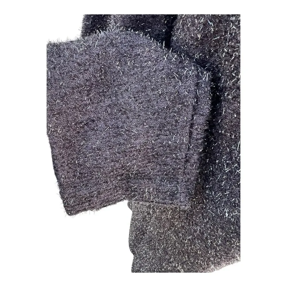Carrie Allen Vintage Black Sweater Metallic Sparkle Shiny Size LARGE Tunic
